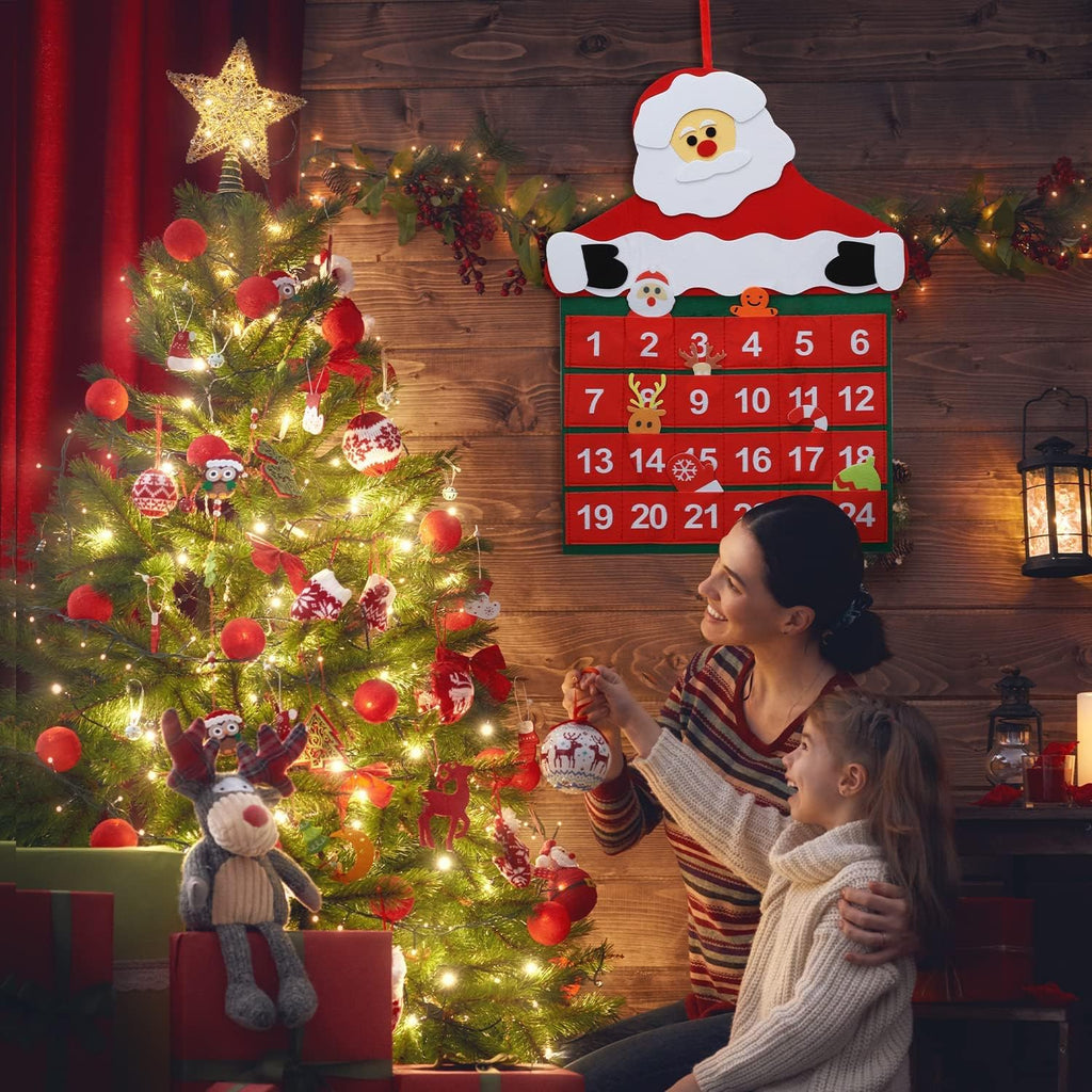 TOY Life Christmas Advent Calendar - 24 Pocket Countdown Calendar for Kids | Felt Santa Decoration