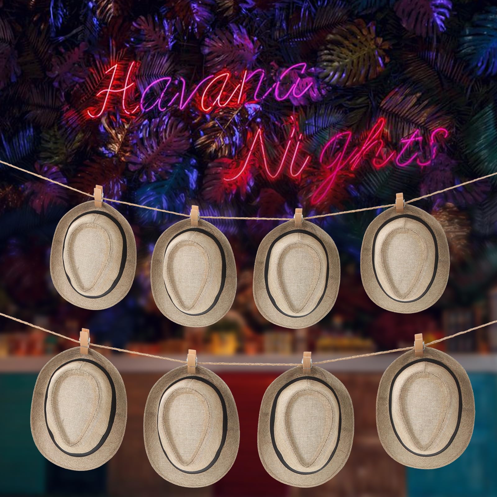 Skicuff 16 Pack Cuban Hats Bulk Havana Night Birthday Party Banner Wedding Celebration Accessories Decor Havana Night Party Cuban Flags for Men Women(Beige)