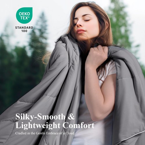 blunique Cooling Comforter Twin Size, Double-Sided Cooling Blanket for Hot Sleepers, Breathable Lightweight Comforter for Night Sweats, All Season Cool Blanket, Soft Cold Touch,(60"x90" Grey)