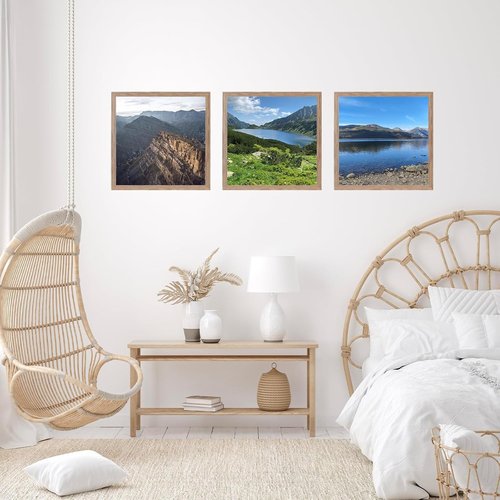JCJMY 12x12 Inch Picture Frame - Rustic Brown Wall Gallery Frame with Shatter Resistant Plexiglass