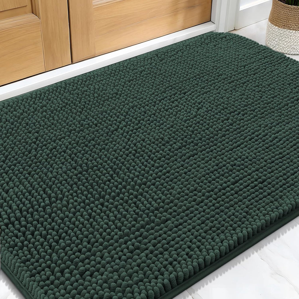 OLANLY Dog Door Mat - Absorbent Non-Slip Washable Doormat for Muddy Paws | 32x20, Blackish Green