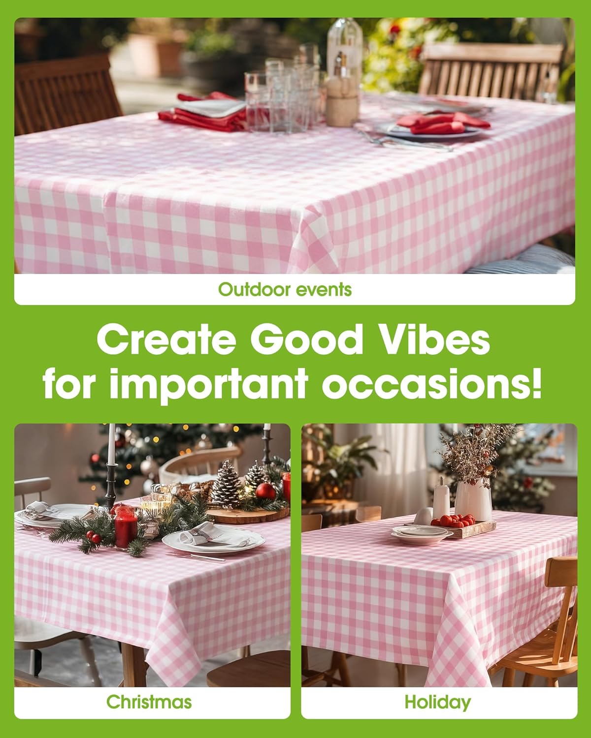 Pureegg Disposable Table Cloths - 10 Pack, 54 x 108 Inch, Sturdy Pink Gingham for Parties & Picnics