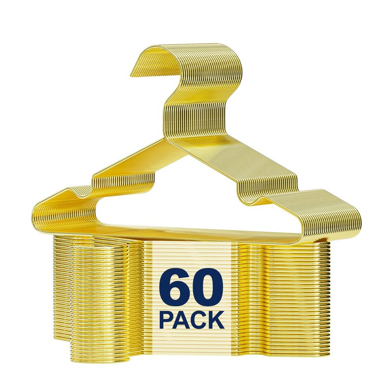Gold Kids Hangers 12 Inch 60 Pack Strong Metal Wire Baby Clothes Hangers, Heavy Duty and Space Saving Infant Hangers for Toddler Chirldren Coats, Pants