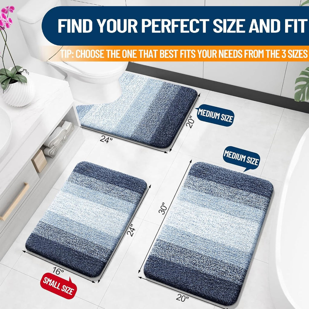 OLANLY Bathroom Rugs - Extra Soft Microfiber Mat with Rubber Backing | Quick Dry, Machine Washable, Navy Blue 30x20