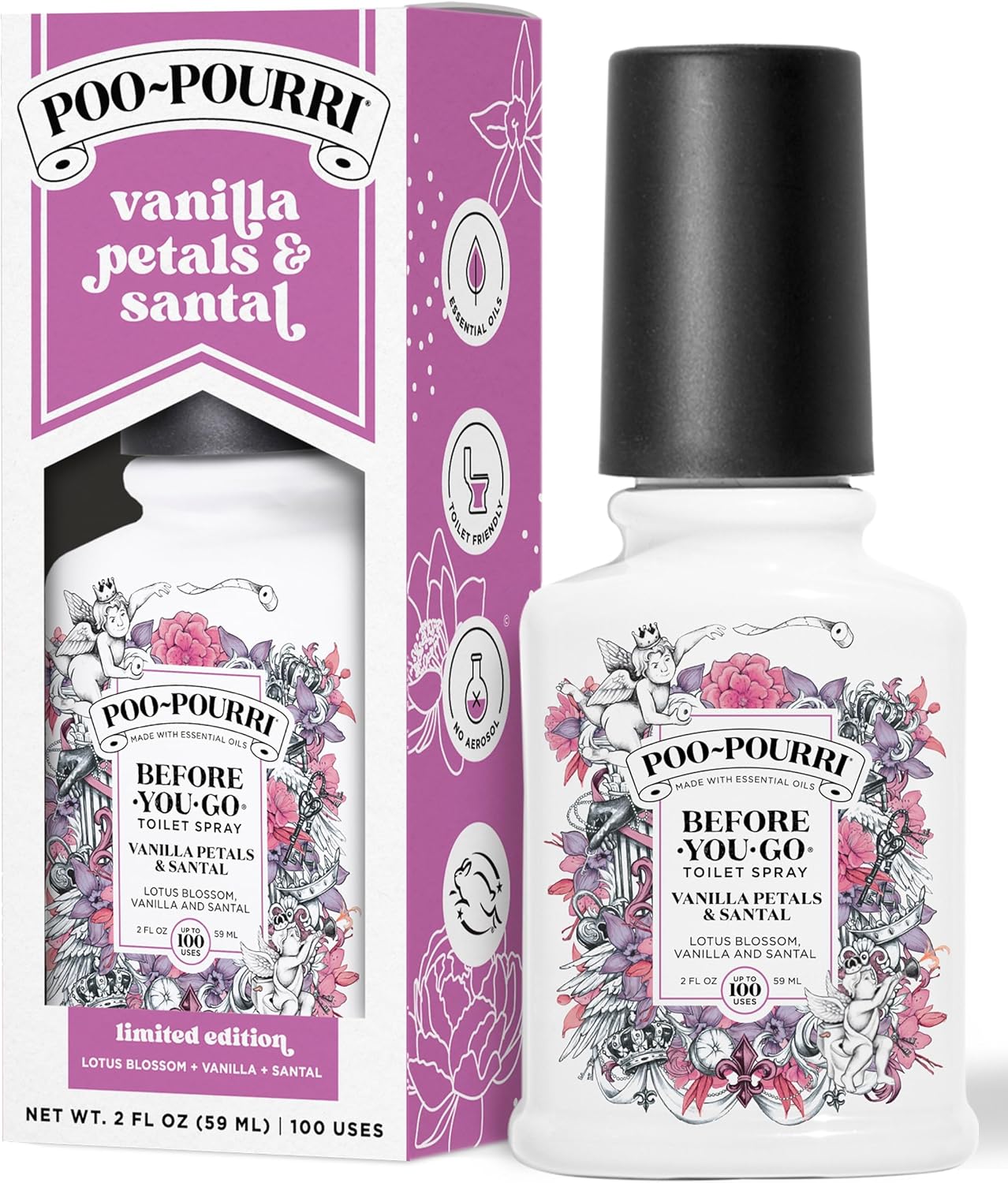 Poo-Pourri Before-You-Go Toilet Spray - Vanilla Petals & Santal, 2 Fl Oz | Odor Eliminator