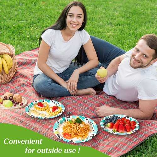 FOCUSLINE 360 Pack Paper Plates 8.375 Inch, Disposable Paper Plate Bulk 360 Count, Soak-Proof & Cut-Proof Bulk Plate for Parties, Picnic and Family Gatherings.