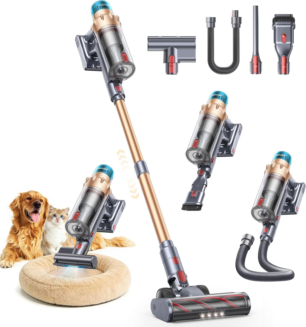 Skiennix Cordless Vacuum Cleaner - 55KPA Powerful Suction, 70 Mins Runtime, LED Touchscreen, Pet Hair & Carpet Friendly