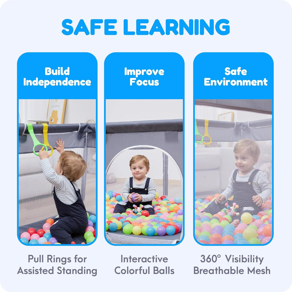 Orian Playpen - Large 50x74 Baby Play Yard with Sturdy Mesh Sides | Safe Indoor & Outdoor Play Area