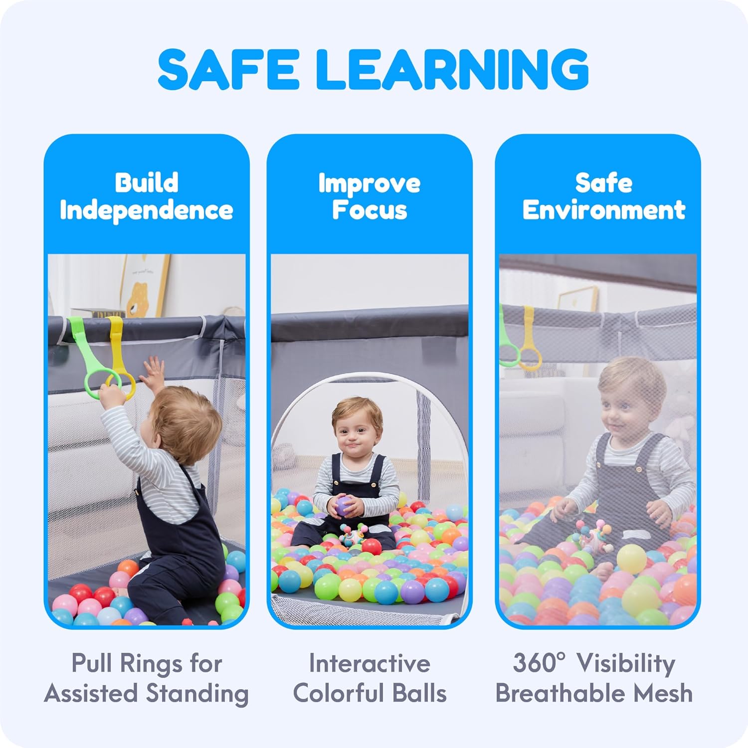 Orian Playpen - Large 50x74 Baby Play Yard with Sturdy Mesh Sides | Safe Indoor & Outdoor Play Area