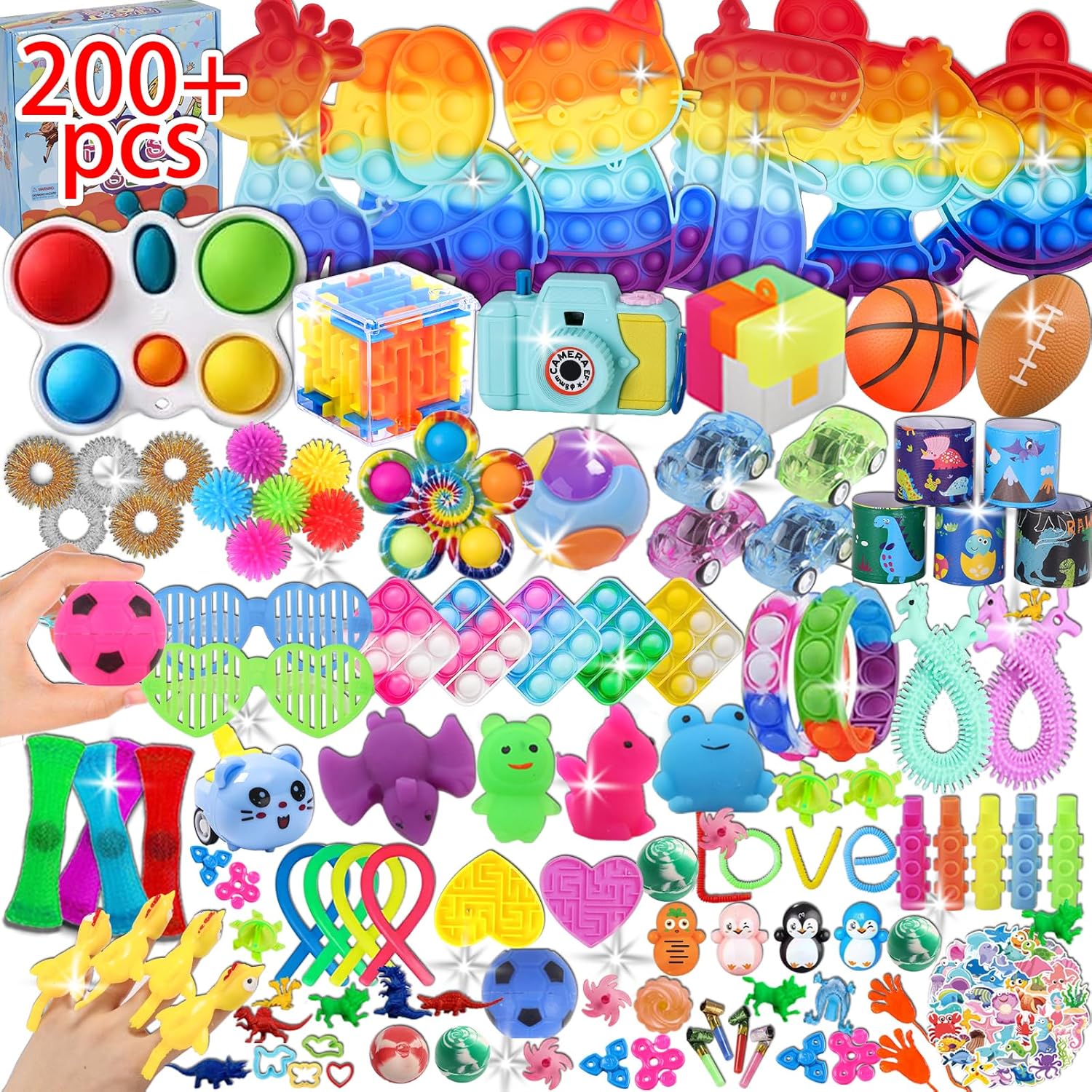 Skiennix 200 Pcs Fidget Toys Bulk - Perfect Birthday Party Favors & Goodie Bag Stuffers