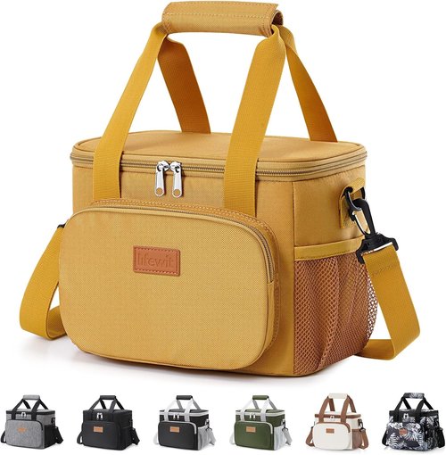 Lifewit Insulated Lunch Bag - Medium Soft Cooler Tote for Adults | Brown 12-Can (9L)