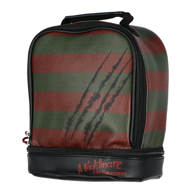 Bioworld Nightmare on Elm Street Lunch Tote Freddy Krueger Slashes Dual Compartment Insulated Lunch Bag Tote For Hot And Cold Food, Drinks, And Snacks 10"