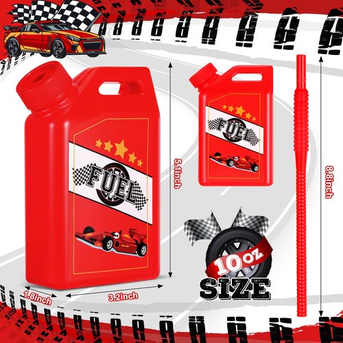 Mifoci 24 Pcs Race Car Fuel Can Cups Set 11 oz Fuel Race Drinking Cup with Straw Red Blue Yellow Racing Theme Birthday Party Favor for Kids Racing Car Theme Birthday Party Baby Shower