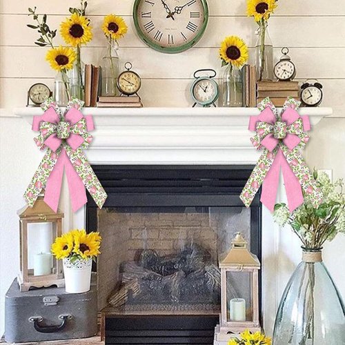 Estivaux Large Fall Flower Wreath Bows - Burlap Wedding & Farmhouse Decor for Thanksgiving