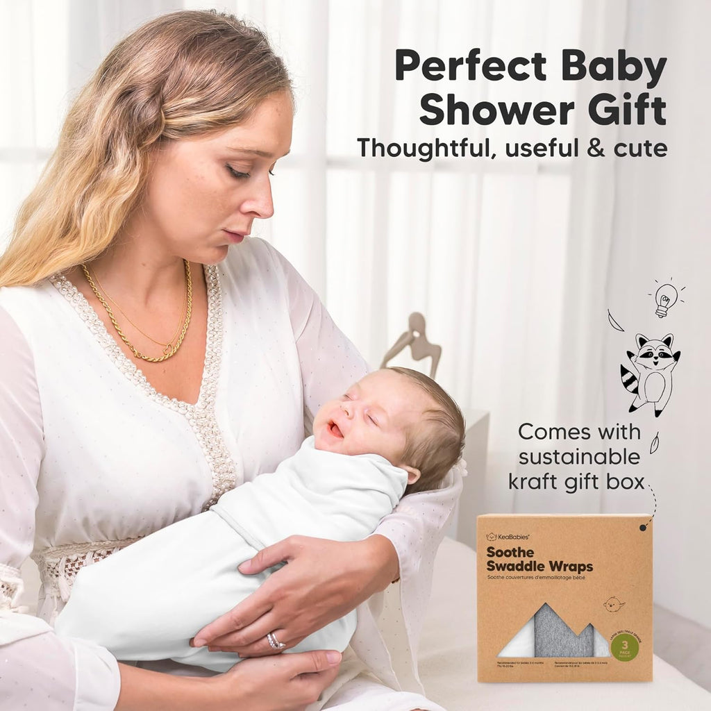 Skiennix Organic Baby Swaddle Sleep Sacks - Soft & Snug for Newborns 3-6 Months | 3-Pack in Cloud, Size L