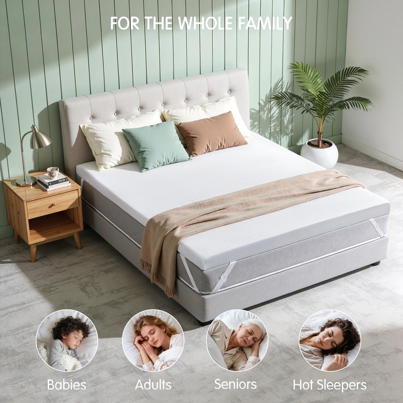 Subrtex Mattress Topper Cover (Only Cover) Mattress Protector Bedding Rayon Made from Bamboo Removable Mattress Encasement Mattress Cover with Zipper (4 Inch, White, King)
