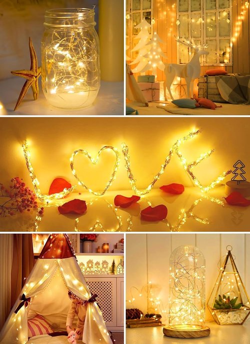 Brightown 24 Pack Fairy Lights | Battery Operated 7 ft Mini String Lights - Waterproof Silver Wire for DIY Crafts & Weddings