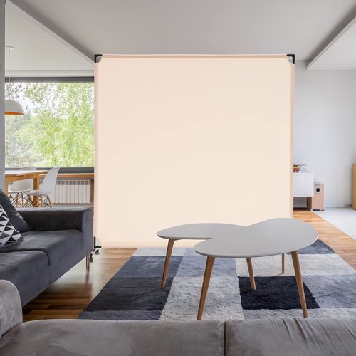 Spurgehom 6FT Single Panel Rolling Room Divider, Partition Privacy Screens with Wheels, Freestanding Fabric Room Panel, Portable Wall Divider for Office, Room, Restaurant, Hospital (Beige)