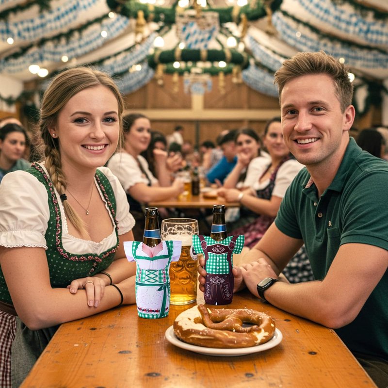 LemonRoad 8 Pcs Oktoberfest Decorations Beer Bottle Insulator Sleeves Beer Bottle Cooler Bavarian Party Decorations & Coolers Keeps Cold and Hands Warm Gift for Couples and Oktoberfest Lovers