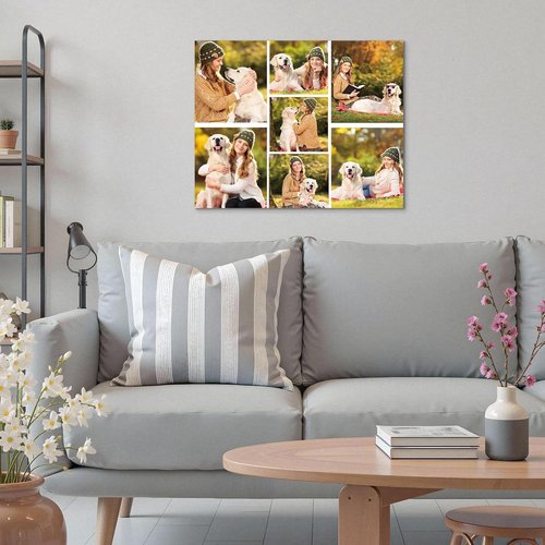 GagetElec Custom Canvas Prints - Personalized Photo Wall Art for Couples | Framed Horizontal (7 Photos)