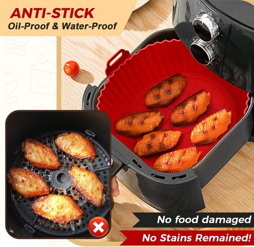 Buauty Air Fryer Silicone Liners - 8-Inch Reusable Food Grade Silicone Pot | 3-Pack Baking Accessories