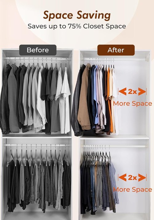 HOUSE DAY Black Velvet Hangers - 50 Pack Non-Slip Felt Closet Essentials | Premium Space-Saving Design