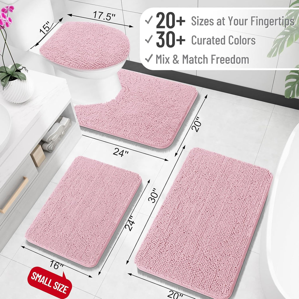 OLANLY Bath Rugs - Extra Soft Chenille, Quick-Dry & Machine Washable - 34x21 Dusty Rose