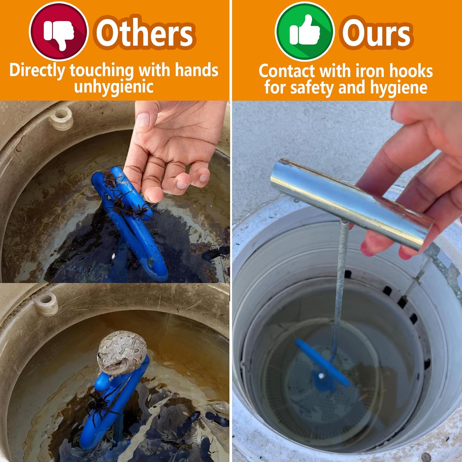 RunNico Pool Skimmer Basket Handle - Universal Tool for Easy Debris Removal | Keep Hands Clean