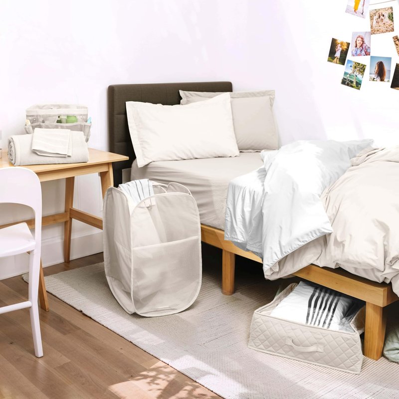 Hearth & Harbor Complete Dorm Room Set, Twin XL Comforter Set, Sheet Set, Mattress Protector, Towels and Organizers - All Dorm Accessories Included