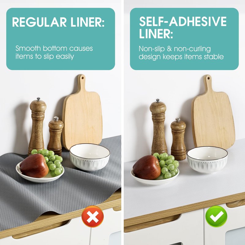 PABUSIOR Adhesive Cabinet Shelf Liner: Peel and Stick Non-Slip White Contact Paper - Waterproof Kitchen Drawer Liner for Pantry Shelves Bathroom Cupboard 15" W x 120" L