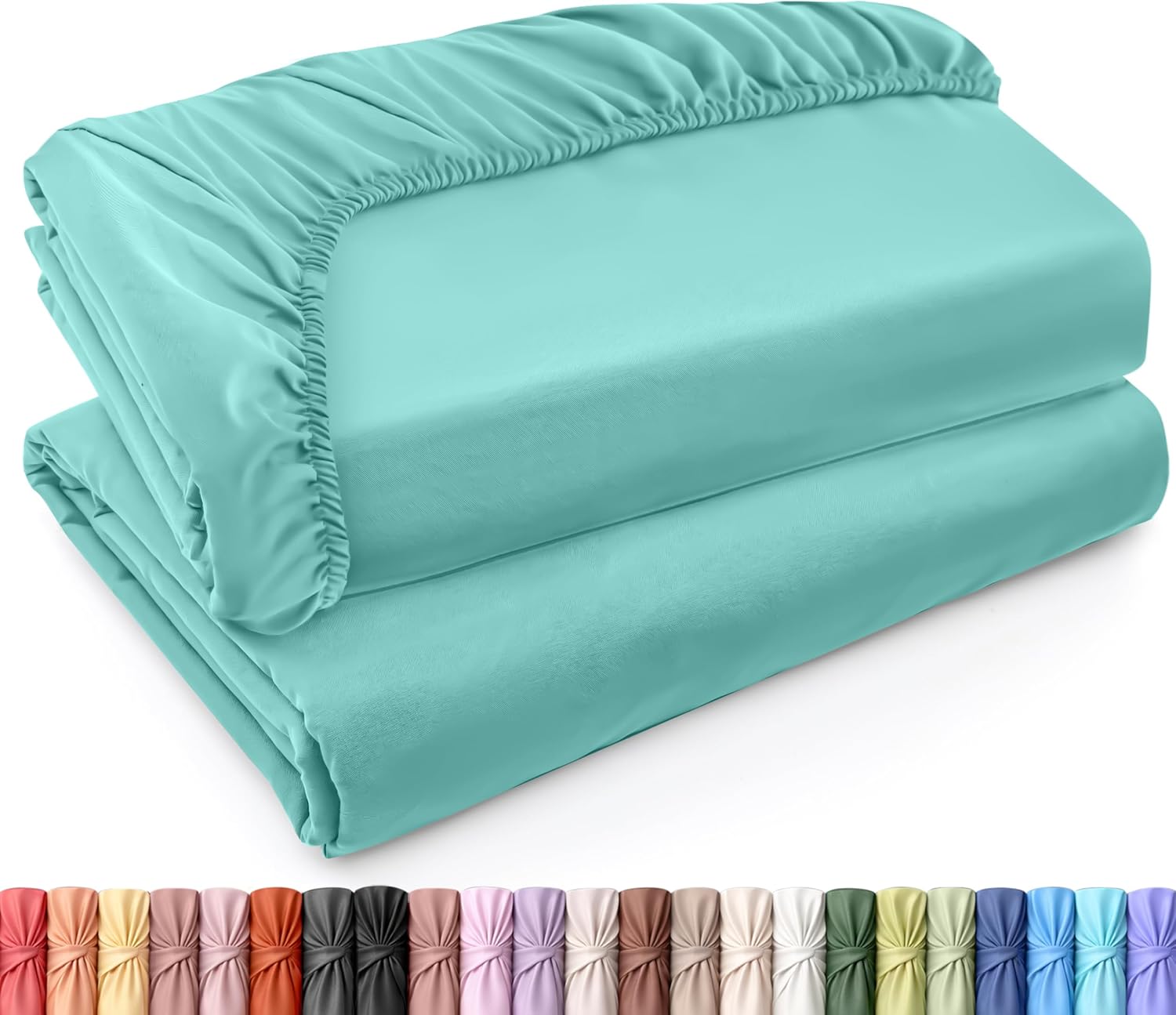 Utopia Bedding Twin XL Fitted Sheets - Soft Brushed Microfiber with Deep Pockets - Spa Blue (Pack of 2)