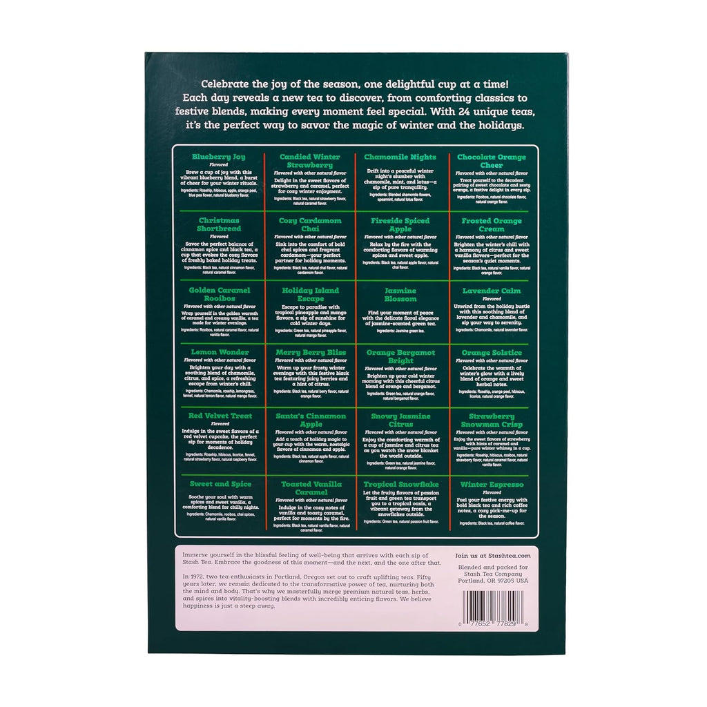 STASH Tea Advent Calendar - Premium Herbal Tea Selection | 24 Unique Flavors for the Holidays