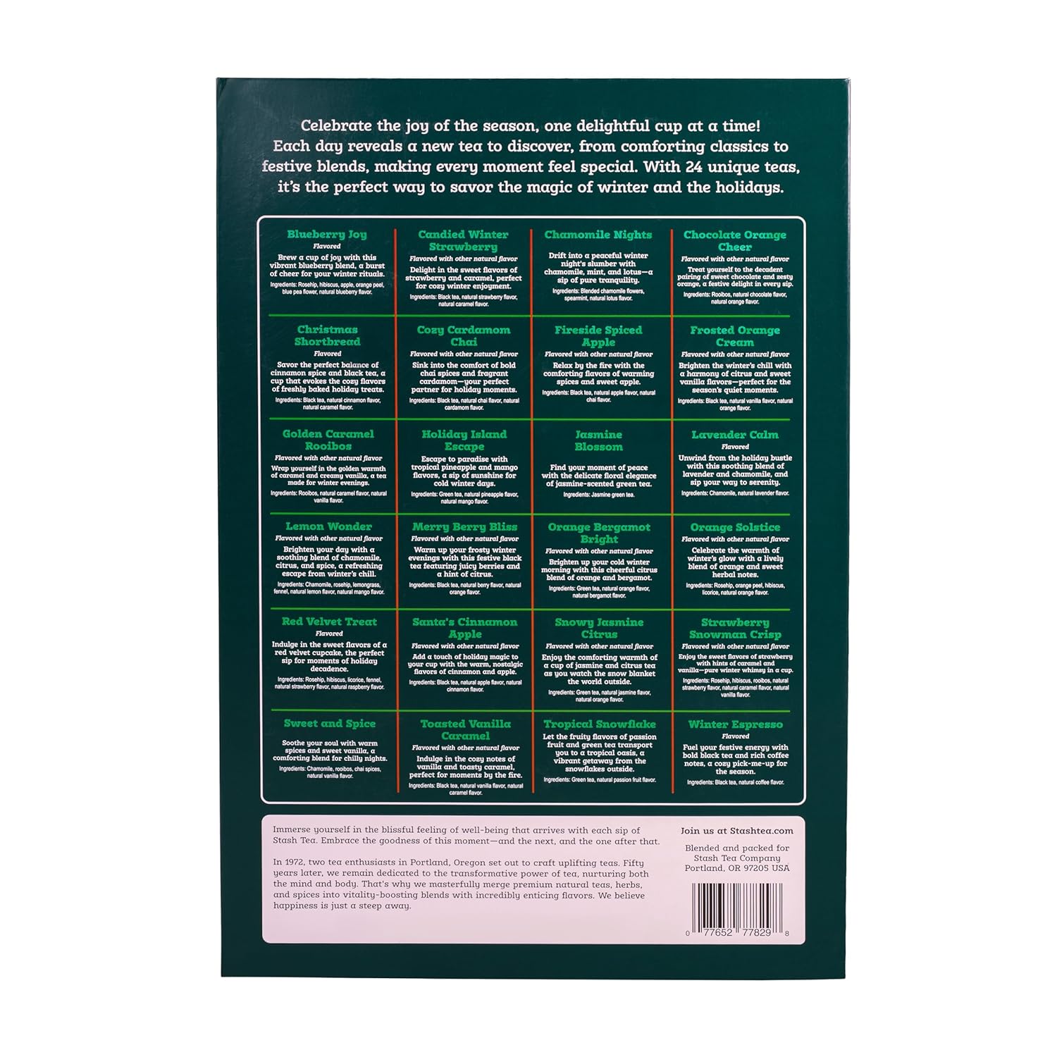 STASH Tea Advent Calendar - Premium Herbal Tea Selection | 24 Unique Flavors for the Holidays