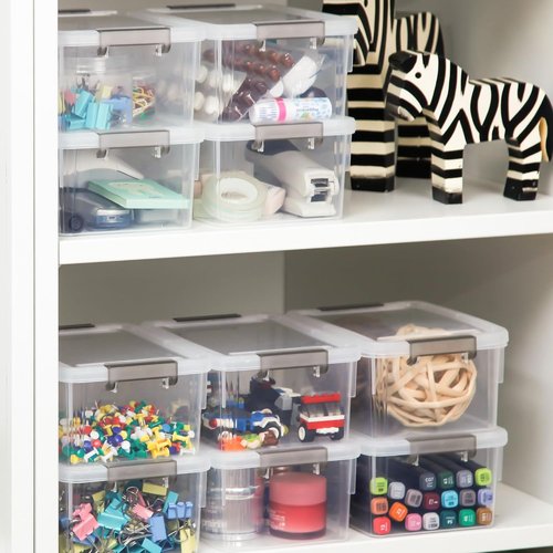 Anywish Small Storage Bins - 3.2 QT Clear Plastic Containers with Lids | 8-Pack for Easy Organization