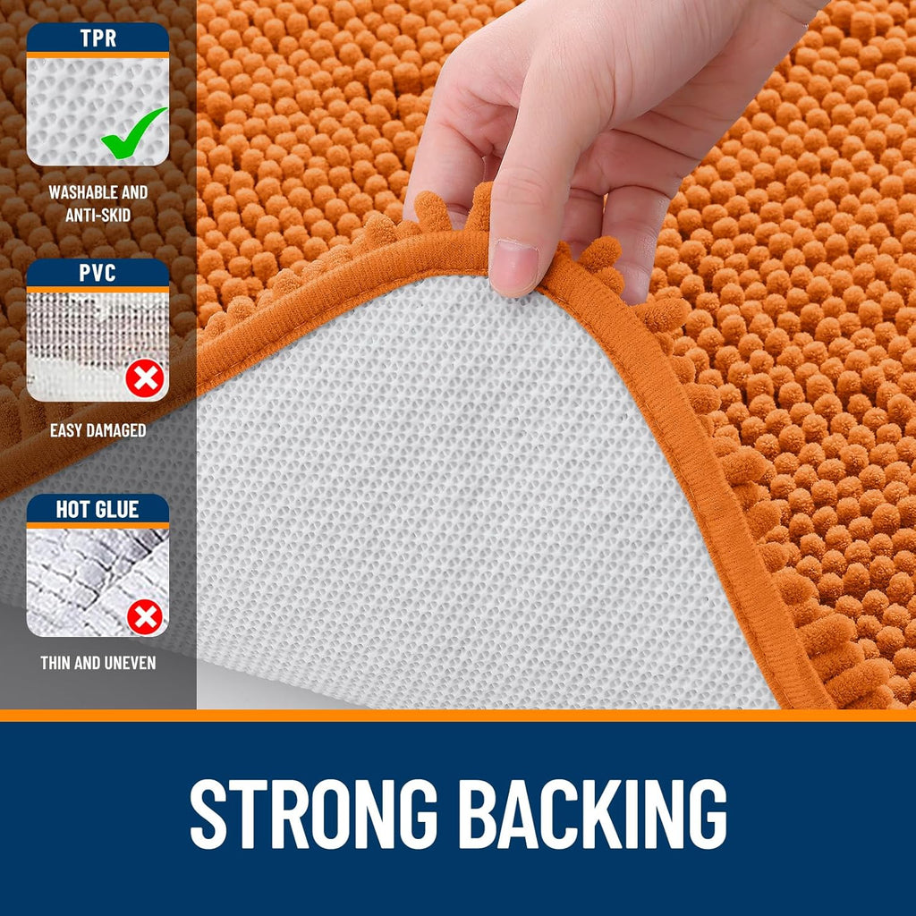 OLANLY Bath Rugs - Extra Soft Chenille, Quick-Dry & Machine Washable | 24x16 Inches, Clay Color