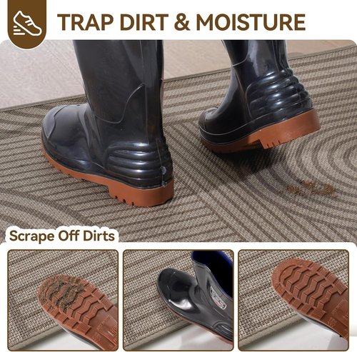 Front Door Mat - Absorbent Non-Slip Indoor Doormat | Easy Clean 17''x30'' Brown