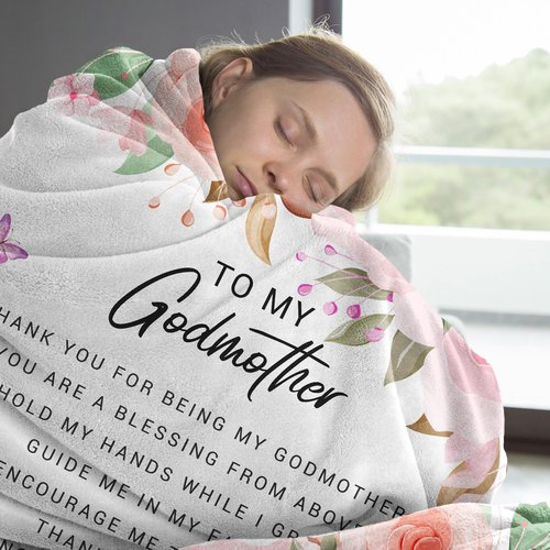 Sunhygge Godmother Gift Blanket 60"x 50" - God Mother Gifts for Women - Godmother Gifts from Godchild - God Mom Gifts from Godson/Goddaughter - Best Godmom Gifts