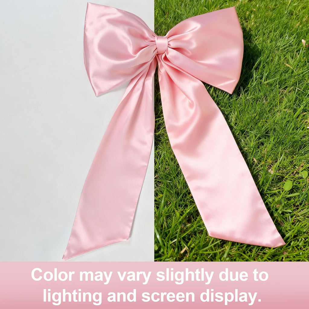 Skiennix Large Pink Bow | Satin Ribbon Tie Coquette Room Decor - 40x24 In Giant Pastel Hanging Wall Decoration for Ballerina Birthday