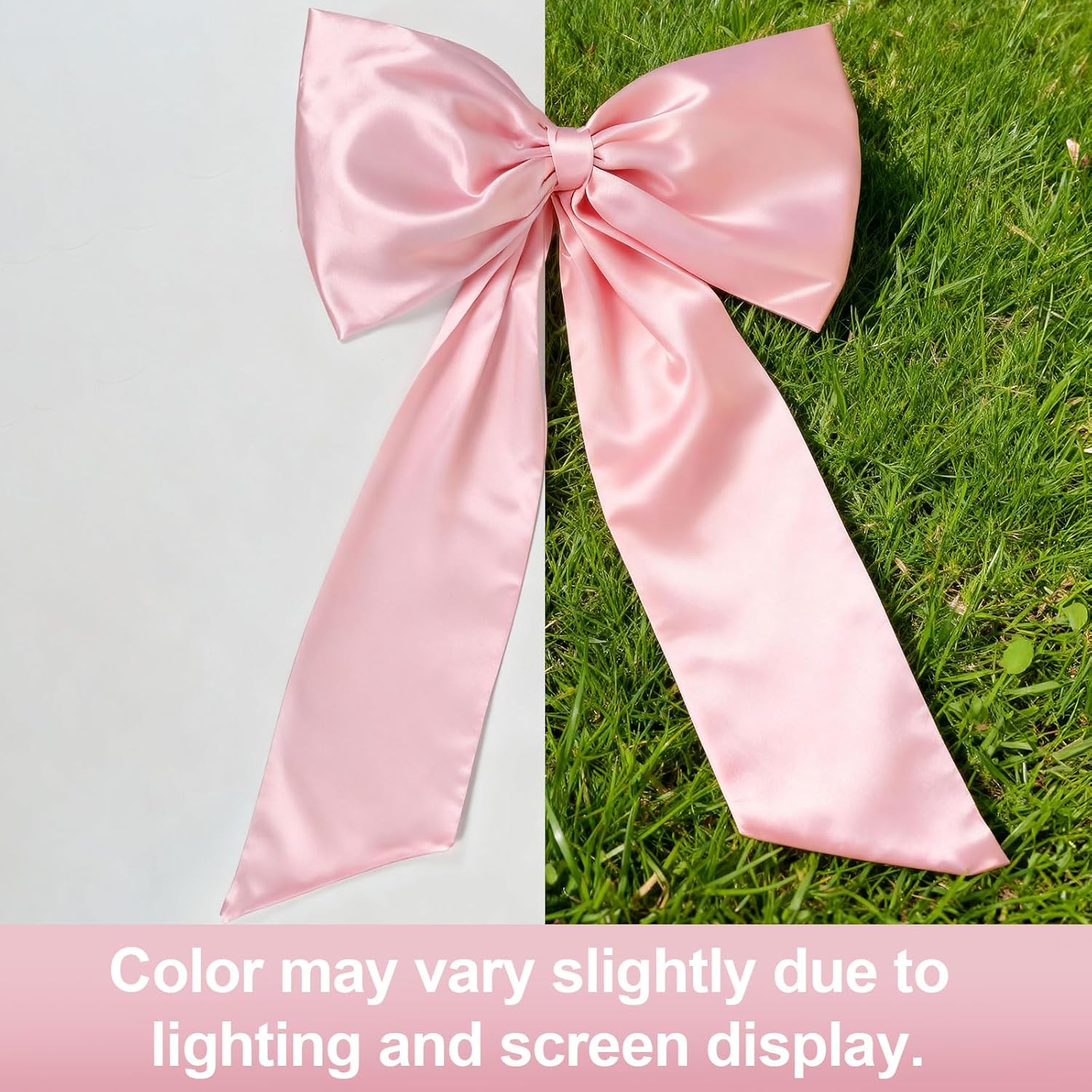 Skiennix Large Pink Bow | Satin Ribbon Tie Coquette Room Decor - 40x24 In Giant Pastel Hanging Wall Decoration for Ballerina Birthday