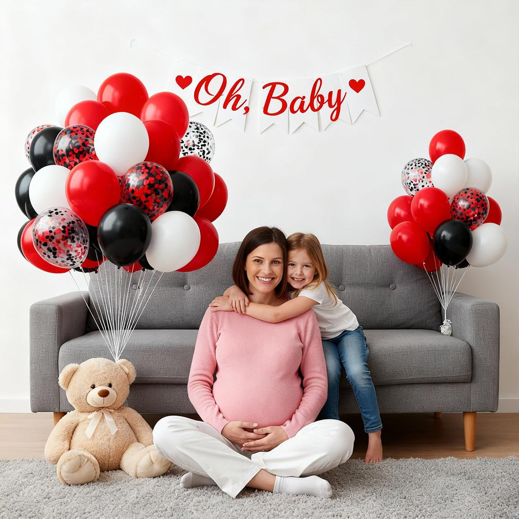 Red and Black Balloons - 60PCS 12 Inch Metallic Confetti for Birthday, Wedding & Baby Shower Decor