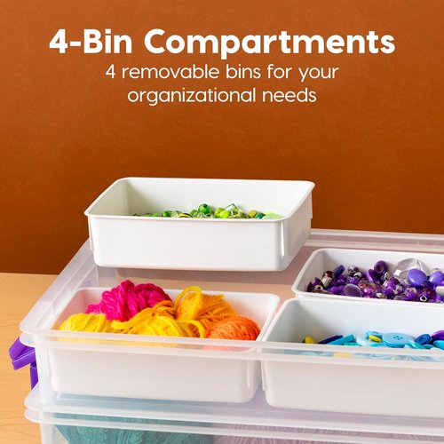 IRIS USA Craft Storage Container - 9 Qt. Clear Plastic Bin with Lids | Stackable & Portable Organizer for Art & Office Supplies