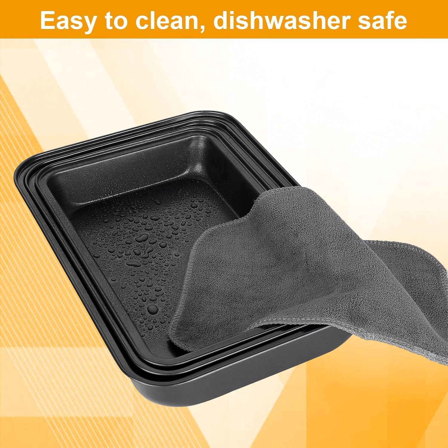 Skiennix Non-Stick Baking Sheets Set of 4 - Durable Carbon Steel Cookie Trays | Dishwasher Safe, Black