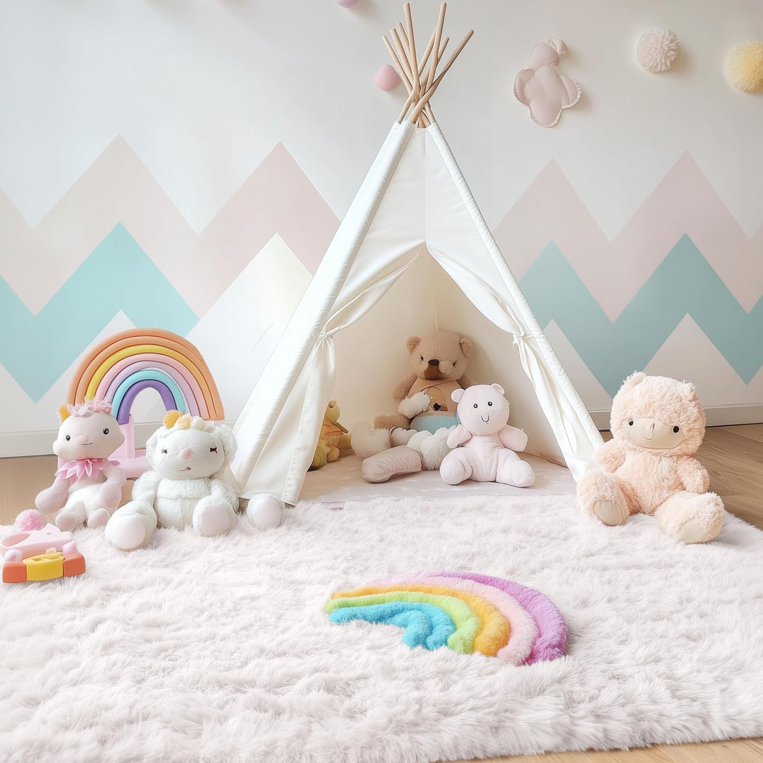OLANLY Area Rug - Soft Fluffy Shaggy Design | Machine Washable | 5x5 Feet | Ideal for Living Room, Bedroom, Nursery