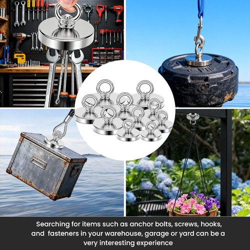 DIYMAG Neodymium Fishing Magnet - 350 Lbs Pulling Force | 1.97 Inch Eyebolt for River Retrieval