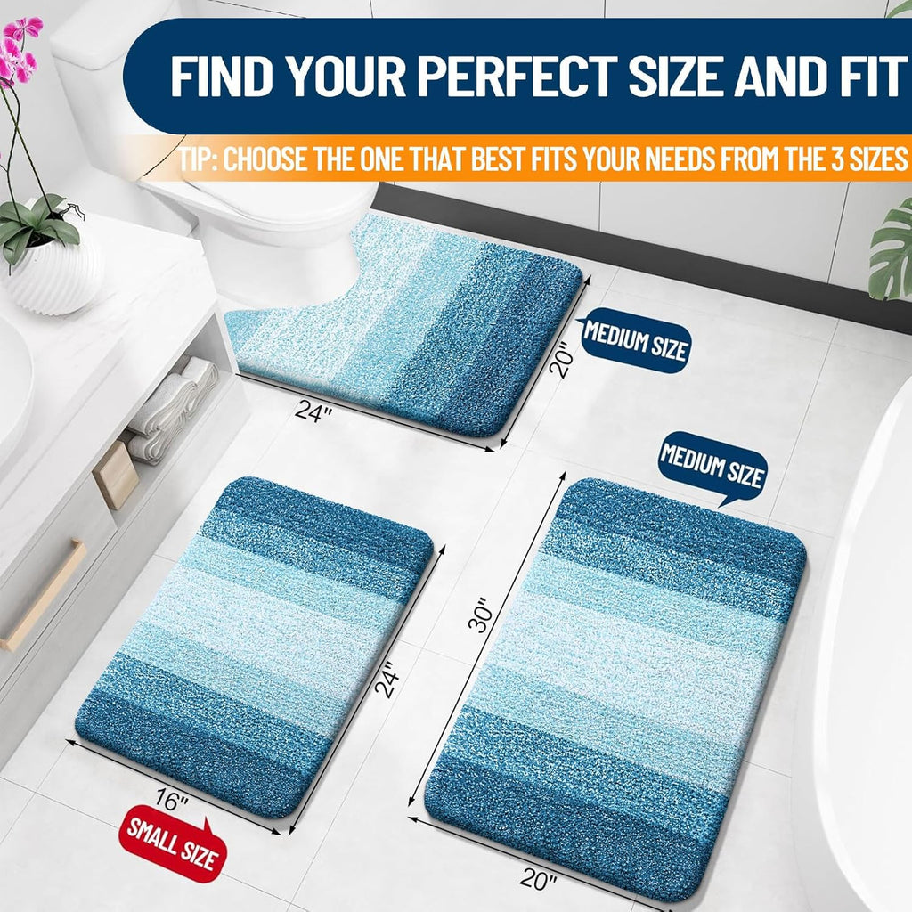 OLANLY Bath Rugs Mat - Extra Soft Microfiber, Quick Dry & Washable | 24x16, Peacock Blue