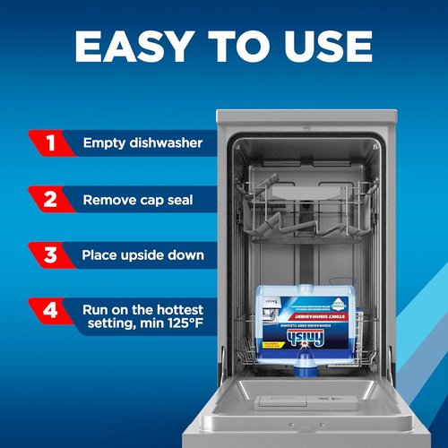 Finish Dishwasher Cleaner Liquid - Deep Cleans Grease & Limescale | 8.45oz, 4 Bottles for Odor-Free Performance