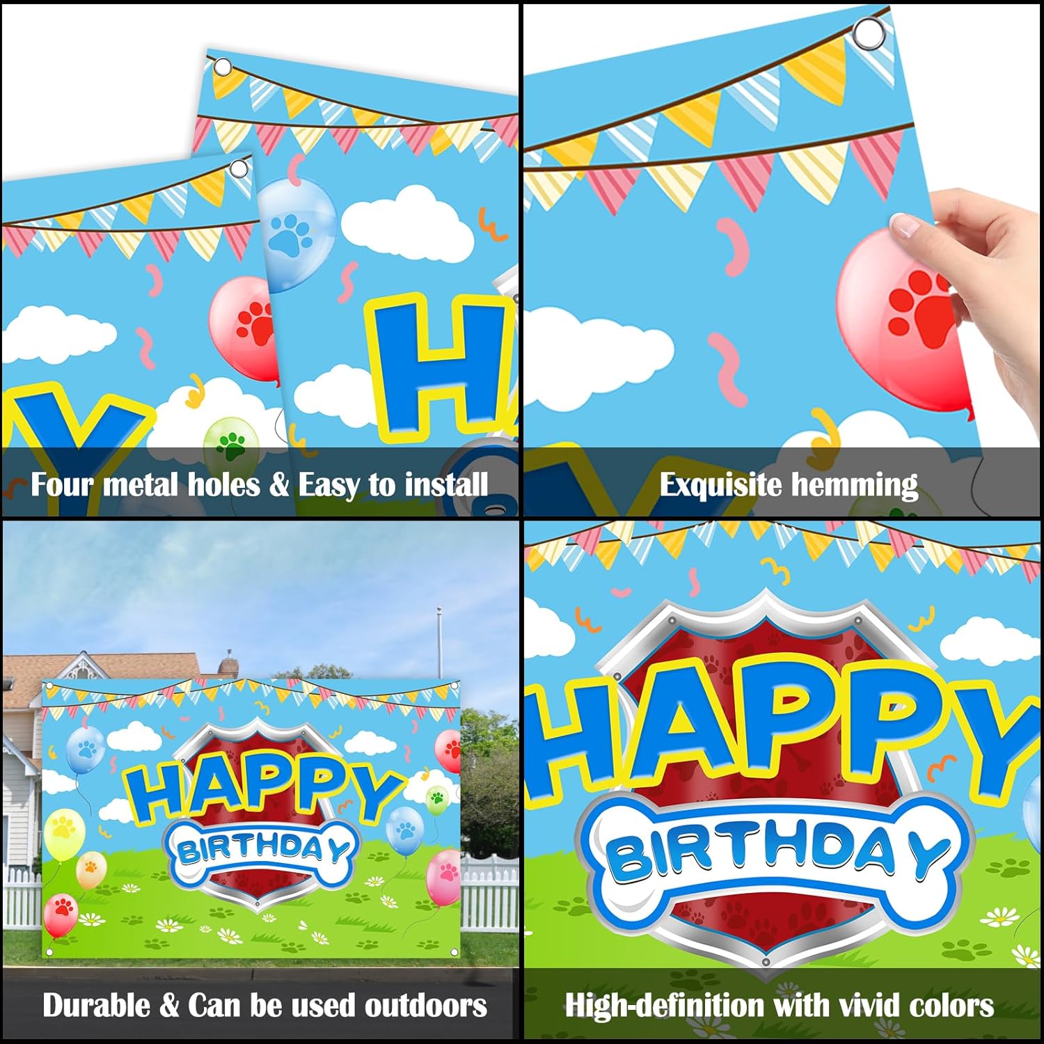 Skiennix Cartoon Dog Theme Backdrop - 5x3ft Photography Background for Kids' Birthday Party Decorations