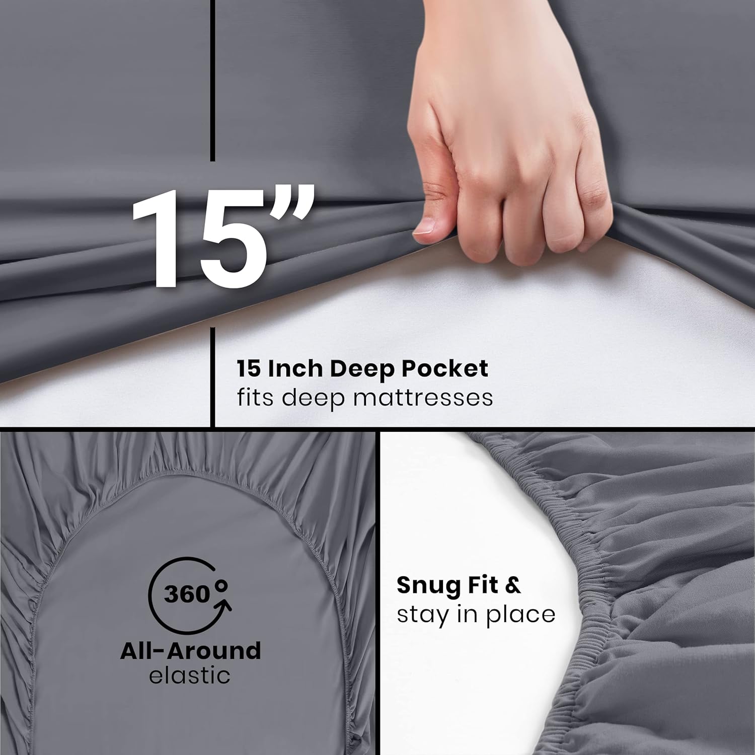 Utopia Bedding Twin Fitted Sheet - Soft Microfiber - Deep Pocket - Fade Resistant - Grey