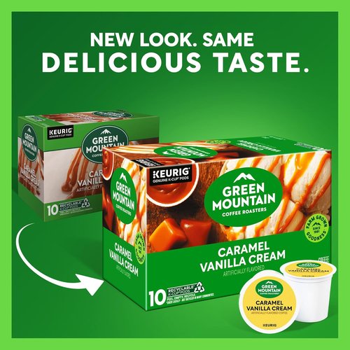 Green Mountain Coffee Roasters Caramel Vanilla Cream K-Cup Pods - Light Roast Coffee, 60 Count
