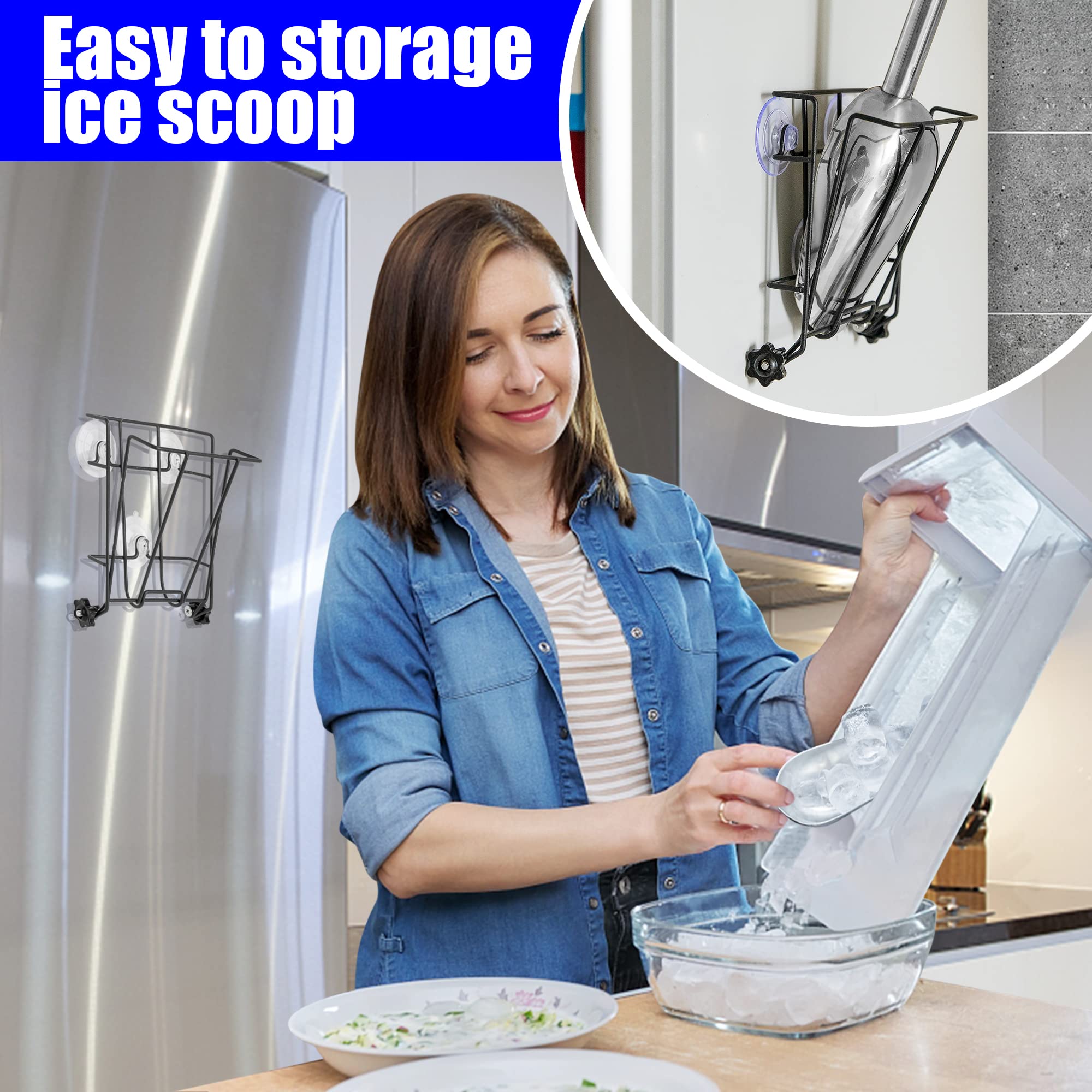 TOCCYARD Ice Scoop Holder Foldable, Metal Heavy Duty Ice Maker Scoop Holder for Ice Maker Kitchen Freezer Bar Party Wedding, Large Capacity, Easy Clean (Standard)